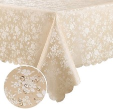 Smiry Rectangle Table Cloth, Waterproof Heavy 84" x 60" Rectangular , Beige