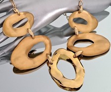 ALEXIS BITTAR Gold Lucite Large Oval Shape Necklace Statement Piece