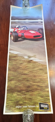 HAGAR SLACKS DEPARTMENT STORE ADVERTISEMENT POSTER - RACE CAR RACING 15x43''