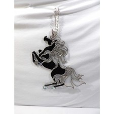 Hanging unicorn stained glass crafted suncatcher or wall art, black silver