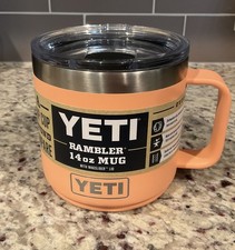 YETI Rambler 14 oz Mug with MagSlider Lid LOWCOUNTRY PEACH No Sweat Camp Cup NWT