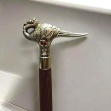 Victorian Style Swan Handle Walking Cane Rosewood  Brass Unique Handmade Stick