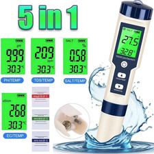 PH/TDS/EC/Salinity/Temperature 5 In 1 Digital Water Quality Meter Tester Tool