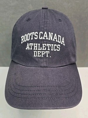 Roots Canada hat Athletics Dept. striped strap back relax fit gray dad cap