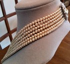 1940's Vintage Art Deco Champagne Ivory 6 Strand Pearl Necklace w/Large Clasp  — photo 5