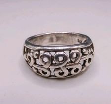 Sterling Silver 925 Wide Southwest Tapered Open Scrollwork Band Ring Sz 8.5 Vtg
