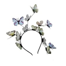 Butterfly Headband Fascinators Grey Butterfly Crown Clip Headband for Women...