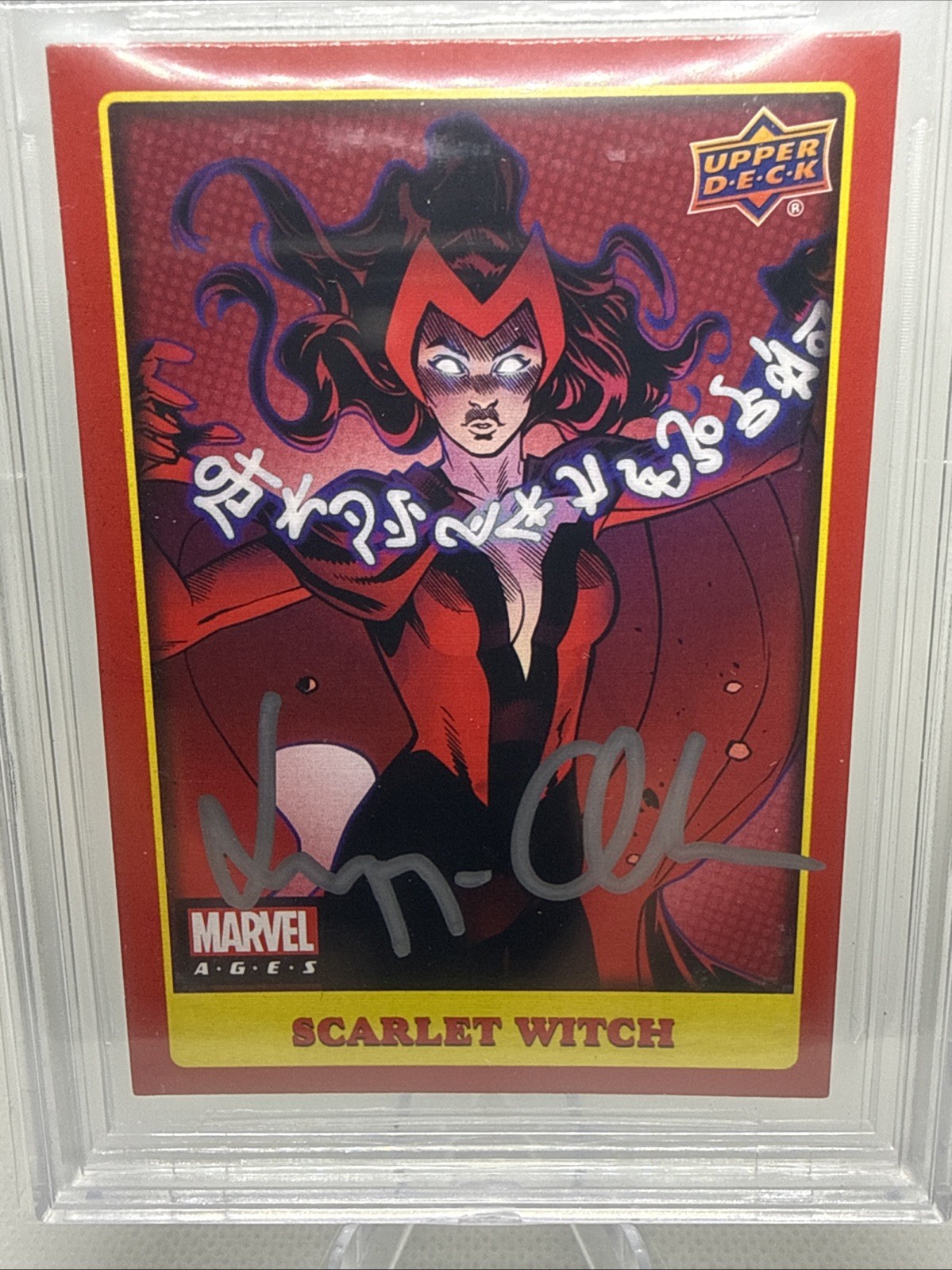 Elizabeth Olsen Scarlett Witch Auto 2021 UD Marvel Ages Beckett 10 AUTO Rare view 12