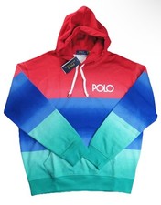 POLO RALPH LAUREN Relaxed Fit Ombre Red Multi Bold Colorblock Hoodie size XL