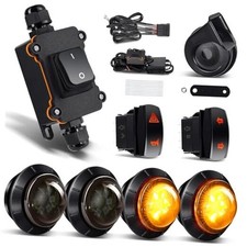 UTV Led Turn Signal with Horn, Plug and Play ATV 4 LED Lights Amber Red 