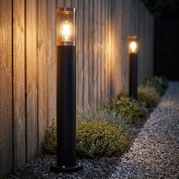 Stehleuchte AußEnlampe Hoflampe Wegeleuchte Edelstahl Kupfer Schwarz Rauch 2X-image