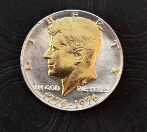 DANBURY MINT,    1976 KENNEDY HALF DOLLAR - GOLD AND SILVER PLATED