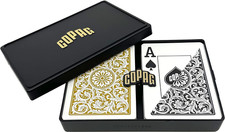 1546 Design 100% Plastic Playing Cards, Poker Size (Standard) Black/Gold (Jumbo 