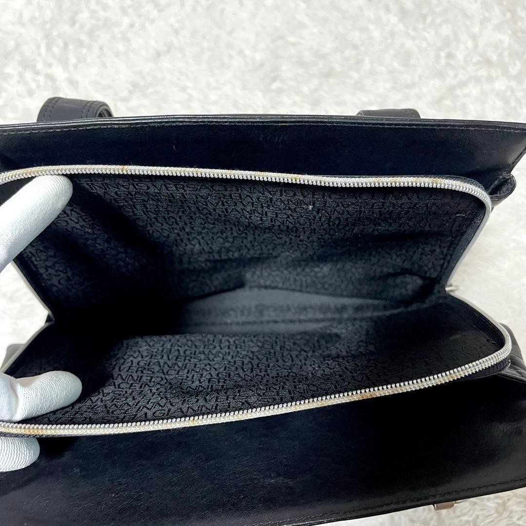 GIANNI VERSACE Leather HandBag Tote Bag Medusa Embossed Silver Hardware Black thumbnail 17