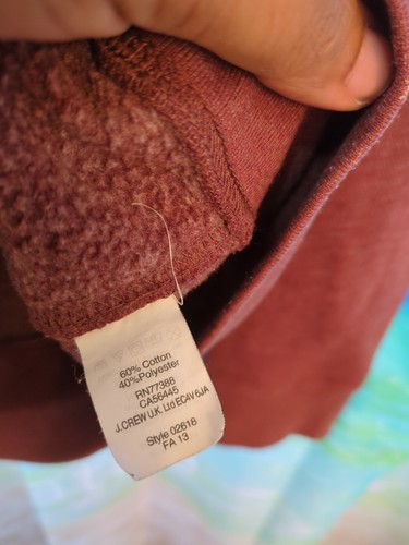 J Crew Sweatshirt Mens Large Burgundy Authentic Fleece Hoodie Pullover A18 - Picture 5 of 7