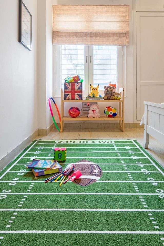 3'3"x8' Football Field Ground Kids Play Area Rug Anti Skid Rubber Backing-705 - Image 2 of 4