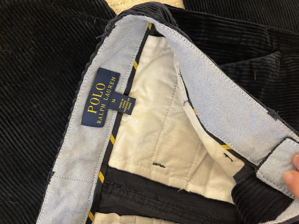 Polo Ralph Lauren 男孩海军蓝灯芯绒裤子 14 二手状况完好假日 — 第 2/4 张图片