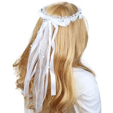 First Holy Communion Headpiece White Veil Headband Elegant Hair Accessory for...
