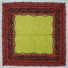 L592 GIANNI VERSACE Red Jacquard Cotton Scarf Scarves Pocket Square 16" X 16"