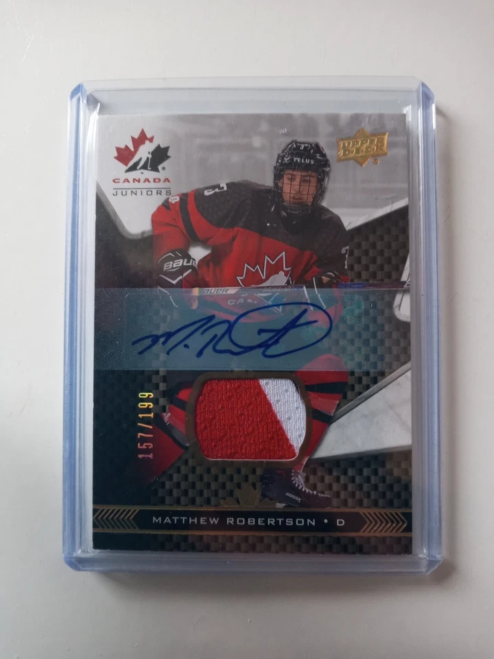 2018 Upper Deck Team Canada Juniors Matthew Robertson Auto Patch /199 Rookie #23 - Photo 1/2