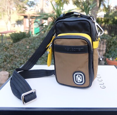 NEIL BARRETT BAG crossbag logo sling yellow cross black brown small shoulder