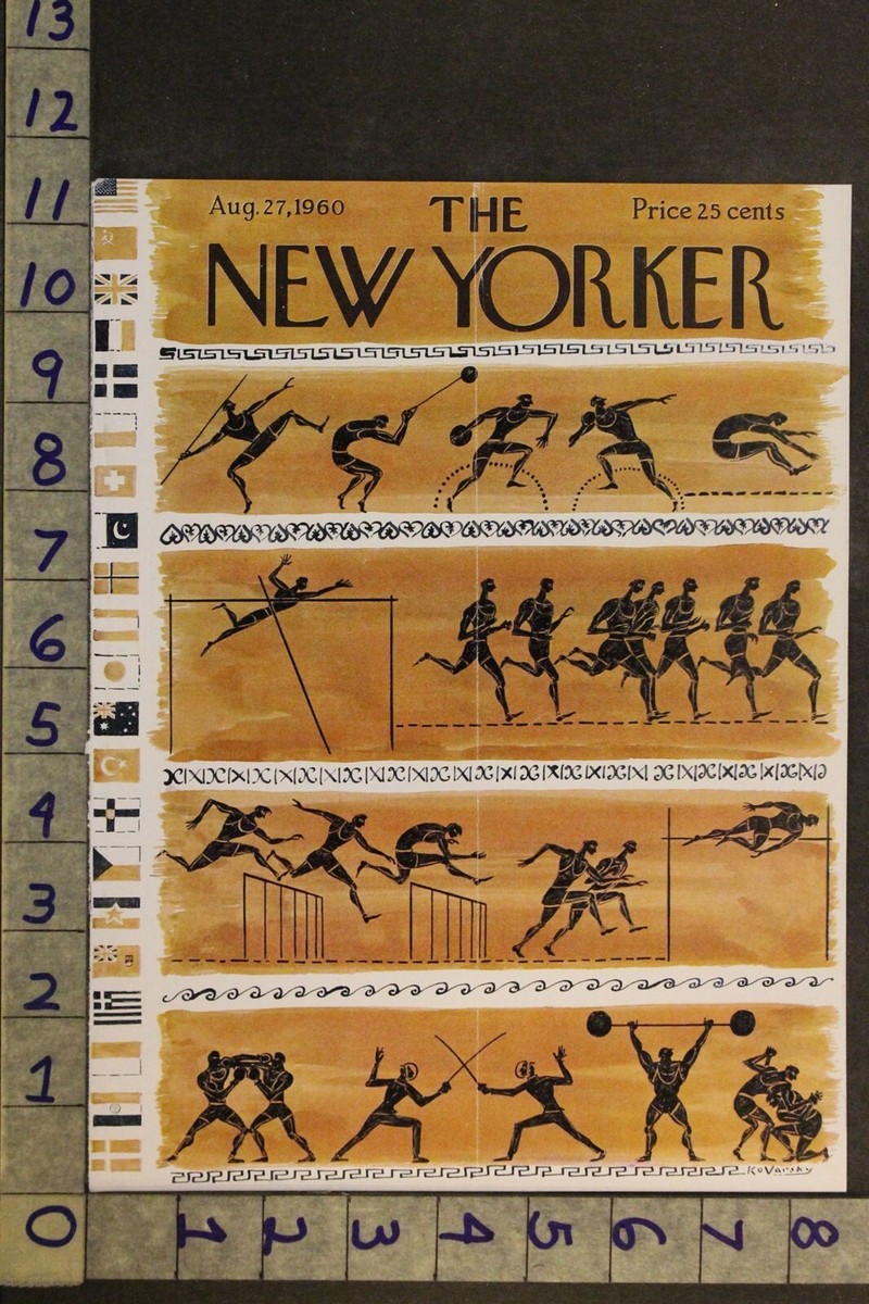New Yorker Magazine フレーム入りオリンピックアート 1960 NEW YORKER VINTAGE COVER KOVARSKY OLYMPICS SPORT RACE