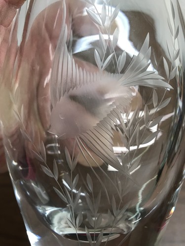 Vintage Mid Century Beautiful Vase Sweden Etched Glass Fish - Picture 9 of 12