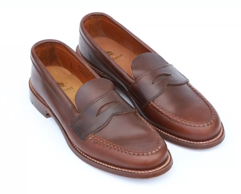 ALDEN ローファー　US8 Alden Unlined Leisure Handsewn Penny Loafer LHS Size 8 in Brown