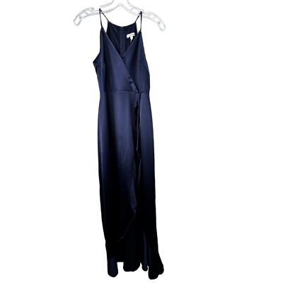 ruffle v neck maxi dress in navy The Vesta | Navy Formal Evening Dress Mermaid V-Neck Maxi Dress with Ruffle