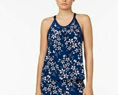 Alfani Satin-Trimmed Printed Sleeveless Pajama TOP Fall Blossom Small NWT
