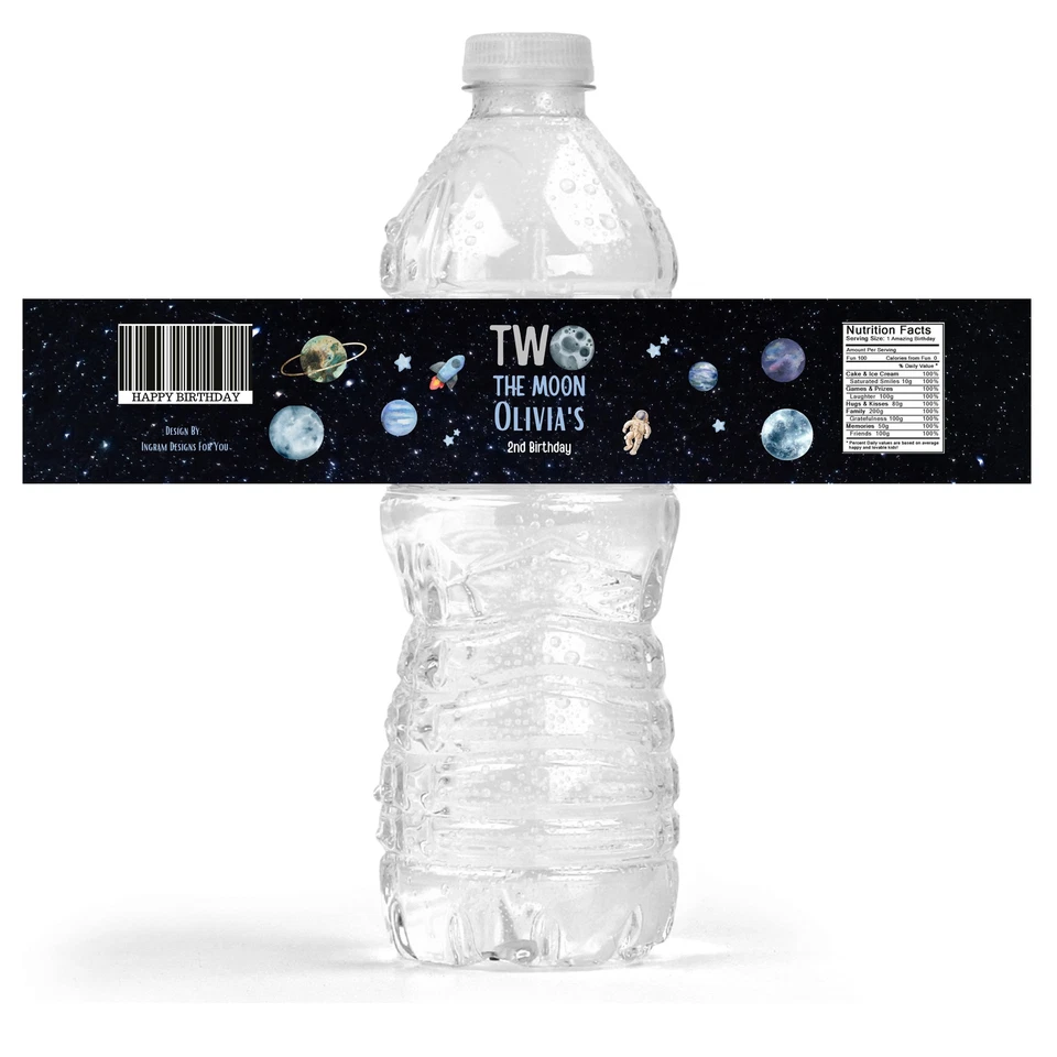 Dos etiquetas para botellas de agua The Moon Foto 4 de 4