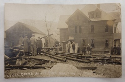 c1907-1915 RPPC Result of the Opera House Fire WALTON NY