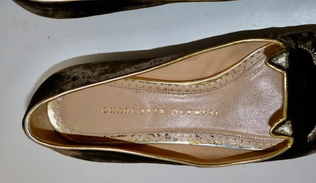 Charlotte Olympia brown velvet cat kitty ballerina loafer flat shoes 36 - Image 2 of 4