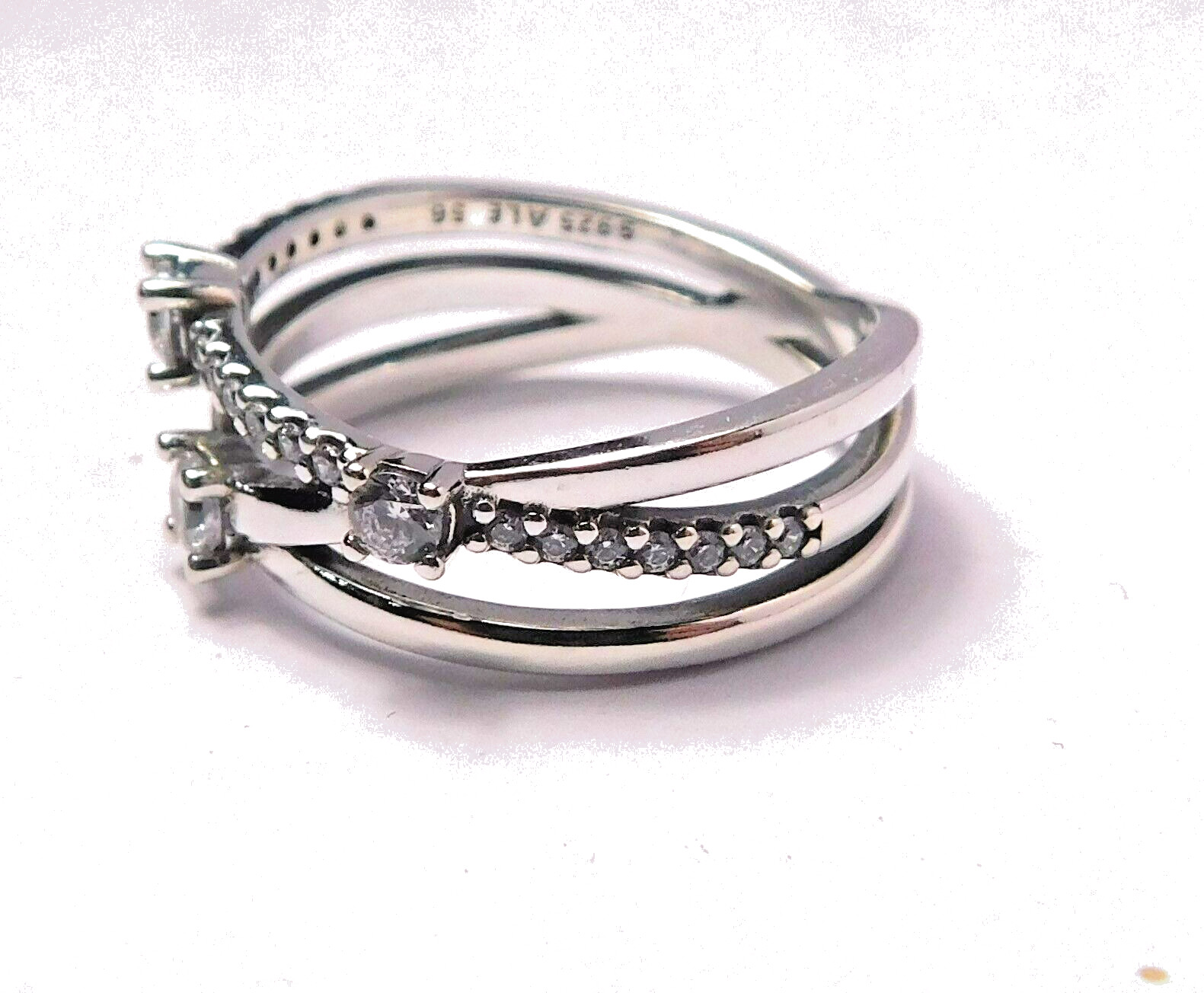 Authentic Pandora Ring, Silver Sparkling Triple B… - image 3