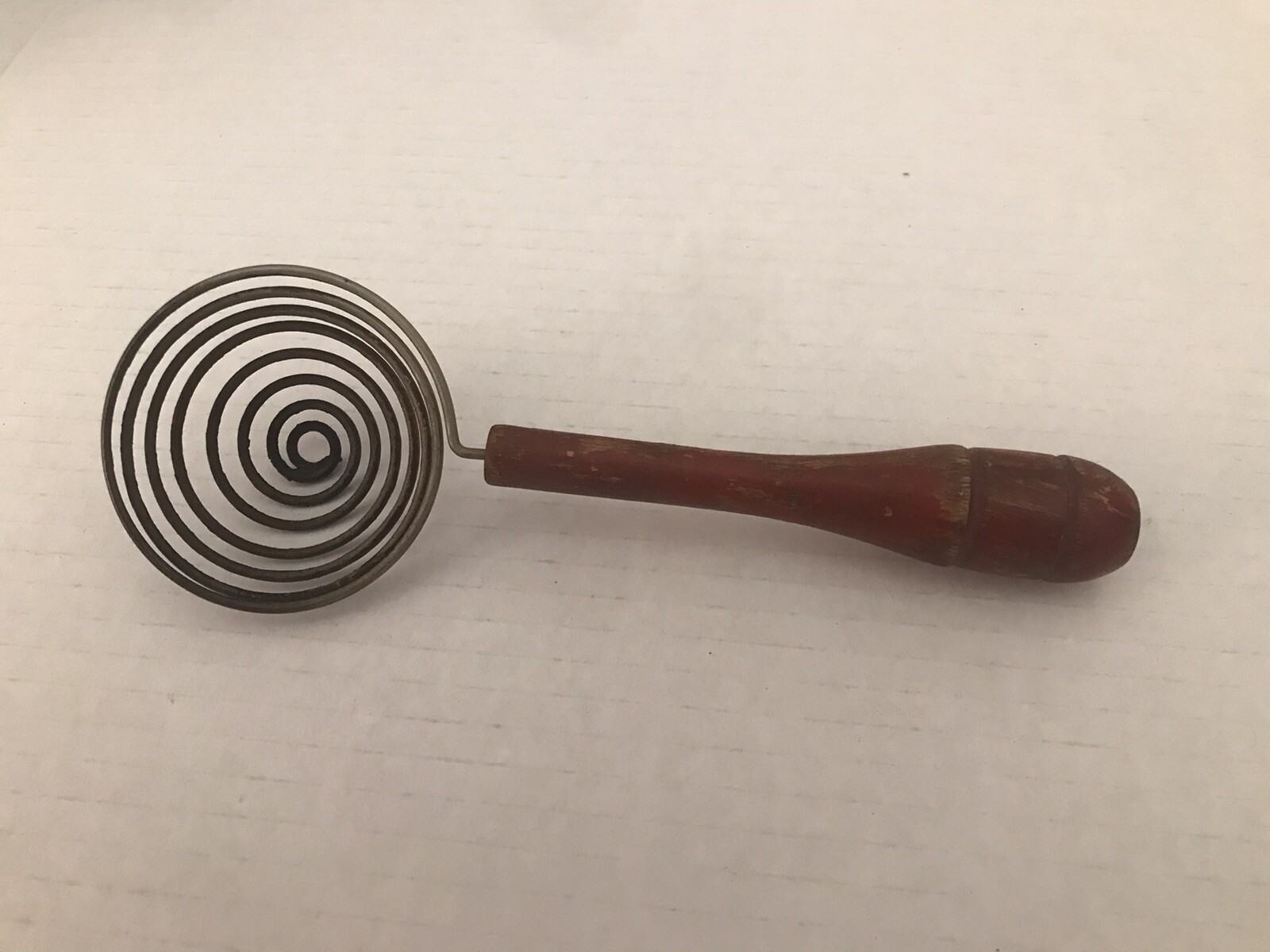 Antique Coiled Wire Egg Separator Dipper Wisk Wood Handle Primitive