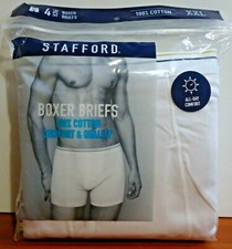Stafford 4-Pack Men's 100 Cotton Boxer Briefs White