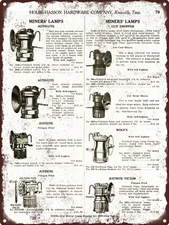 1924 Guy Dropper Auto Lite Justrite Wolf's Miners Lamps Metal Sign 9x12" A145