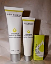 NEW JUICE BEAUTY Green Apple Brightening Cleanser Emulsion Prebiotix Moisturizer
