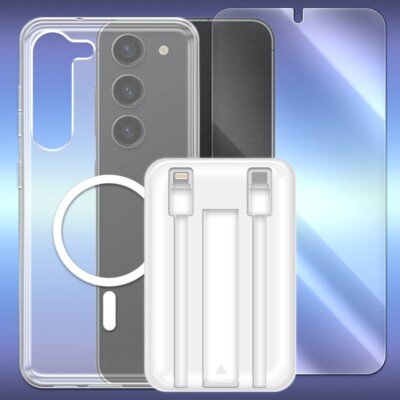 fits Samsung Galaxy S23+ 10000mAh Power Bank Case Includes Screen Protector Flim