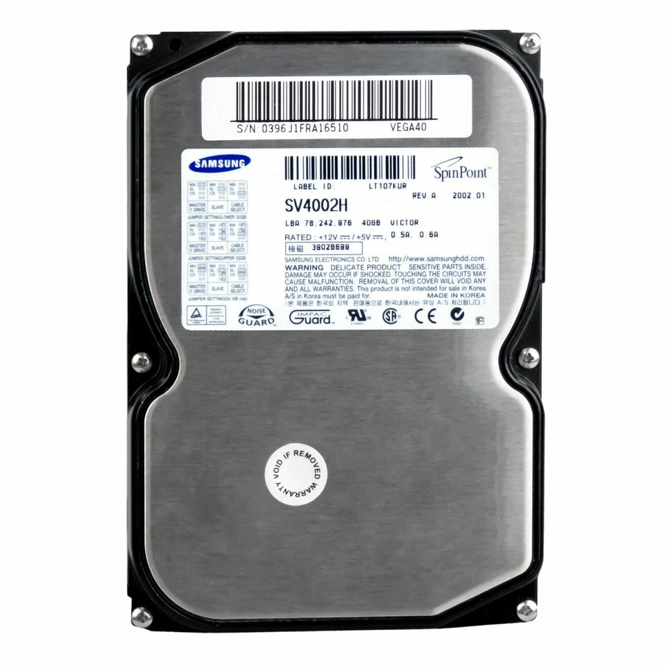 Hard Drive Samsung SpinPoint V40 40GB 7200U/Min 2MB Pata Ata SV4002H 3.5'' Inch - Image 2 of 3