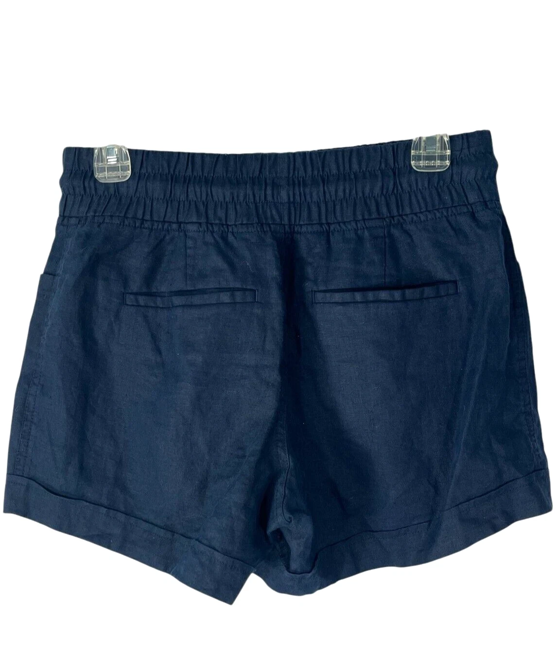 Athleta Women's Linen Elastic Waist Shorts 4 Waist 28" Inseam 4" Blue