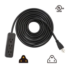 VIVOSUN 3-Outlet Power Strip Extension Cable Cord 12' 25' 50' 120V