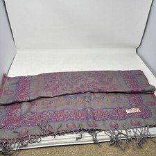 Pashmina Wrap Scarf Shawl 100 Cashmere Artsy Floral Fringe 68" x 27"