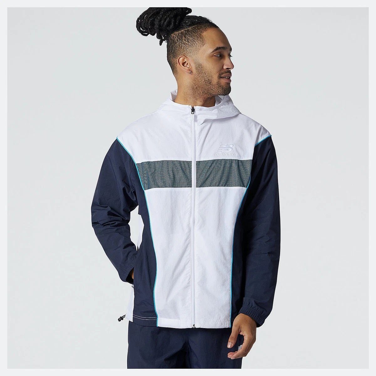New Balance Windbreaker Jacket White Navy Size L Brand New eBay