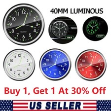 News Dashboard Mini Car Clock Miniature Analog Quartz Luminous Universal Clock
