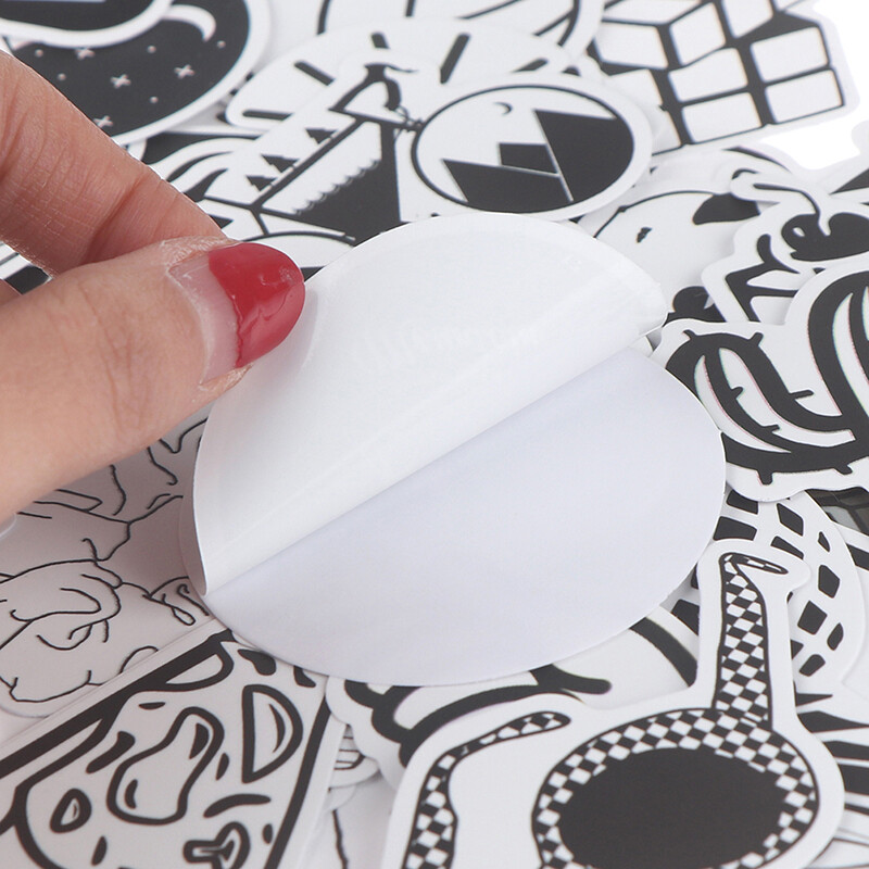50Pcs Black White Stickers Skateboard Laptop Luggage Guitar Bike Car BombY^JN