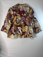 Chico s Tropical Retro Multicolor Blazer Jacket Women Size 3 G