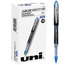 Uniball Vision Elite Rollerball Pens, Blue Pens Pack of 12, Micro Pens with 0...