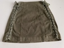 Carmar LF Brand Lace Up Mini Jean Olive Green Skirt Women  s Sz 25