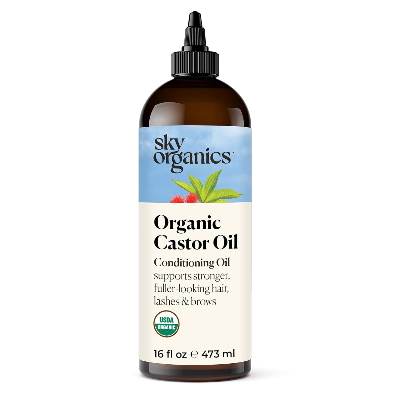 Organic Castor Oil, 100% Pure, Hexane Free, Cold-Pressed to Support Stronger, Fu